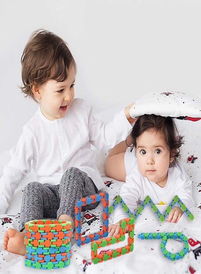 PULSBERY ألعاب بولسبري 24 وصلة مسارات غريبة، ألعاب حسية للأصابع، ألغاز ثعبان، ألعاب سلسلة لتخفيف التوتر (ألعاب مكعبات بناء للأطفال) (متعددة الألوان) (عبوة من 9 قطع) - Image 3